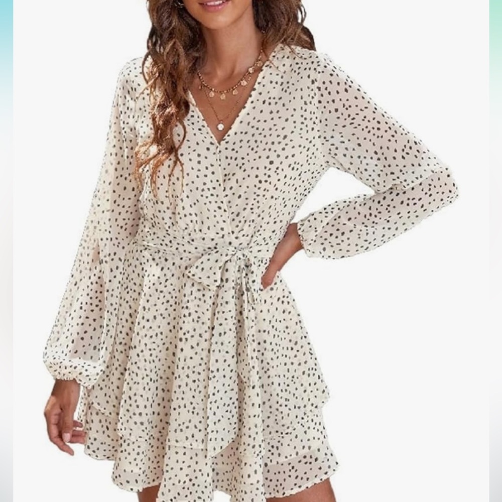 Elegant Polka Dot Wrap Dress